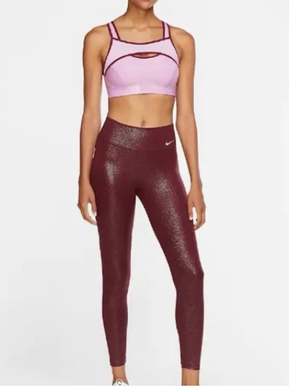 Nike Women's Metallic Maroon High-Rise Leggings